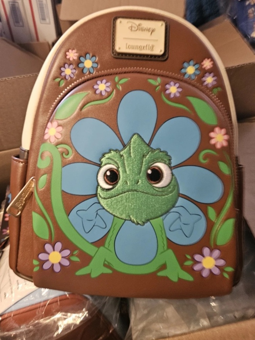 Loungefly Brown & Blue Pascal Flower Kids Backpack